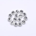 アクリル丸型アルファベットビーズ 強夜光ビーズ ブラック 4×7mm【約3600-3700ヶ】