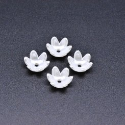 アクリルビーズ フラワー 花型 パールホワイト 6×13mm 【100ヶ】