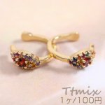 高品質ジルコニアイヤーカフ オーバル 4.5×11mm 片耳用 ゴールド【1ヶ】