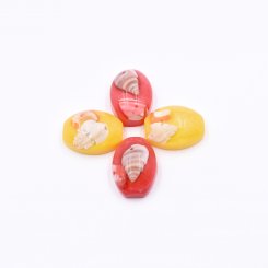 樹脂貼付けパーツ 楕円形 シェル封入 30x22mm 【50ヶ(約338g)】