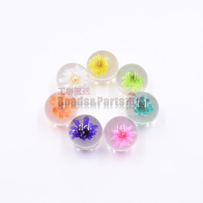 樹脂貼付けパーツ 円形 ドライフラワー封入 17x17mm【50ヶ(約160g)】
