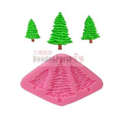 シリコンモールド 食 品グレードのクリスマスツリーシリコーン型 ピンク121x90x8mm【2ヶ】