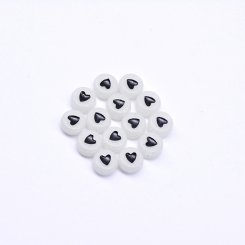 アクリル丸型ビーズ ハート付き 夜光ビーズ ブラック 4×7mm【約3600-3700ヶ】