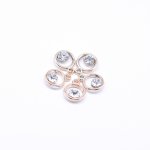 アクリルチャーム ラインストーン貼り 丸型 ピンクゴールド 12×15mm【50ヶ】