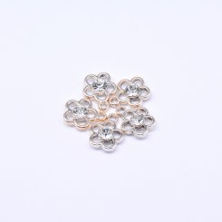 アクリルチャーム ラインストーン貼り 花型 ピンクゴールド 15×18mm【50ヶ】