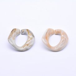アクリルチェーンパーツ ツイスト型 不規則 50×54mm アイボリー【100ヶ】