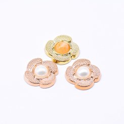 デコパーツ アクリルパーツ 花型 パール貼り 6×20mm【100ヶ】