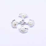 アクリルチャーム パール付き 貝殻 シルバー 20×23mm【50ヶ】