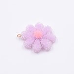 樹脂チャーム フラワー 35x33mm パープル【10ヶ(約58g】