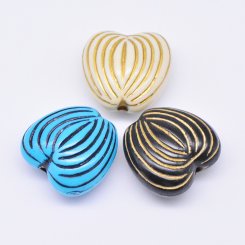アクリルビーズ アンティーク調 ハート 24×25mm 【500g】