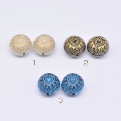 アクリルビーズ アンティーク調 コイン 15mm【500g】