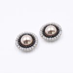 貼付けパーツ 円形 パール付き 22mm クリーム/ブラック【10ヶ(約16g】