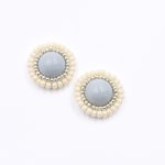 貼付けパーツ 円形 パール付き 22mm クリーム/ブルー【10ヶ(約16g】